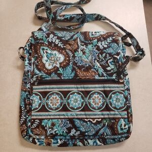 Vintage Retired Vera Bradley "Java Blue" Hipster Crossbody Saddle Bag Purse